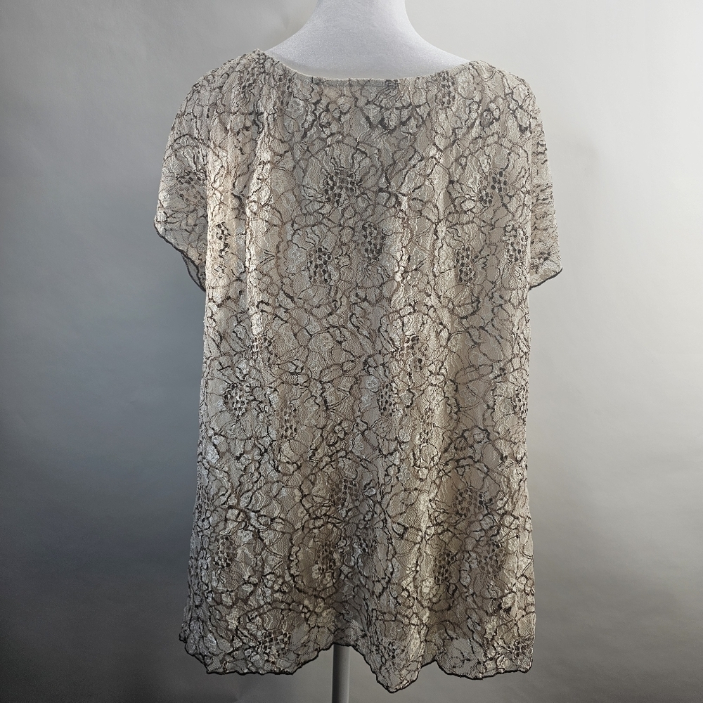 Venezia 18/20 blouse with lace. Brown and beige. - Picture 3 of 8